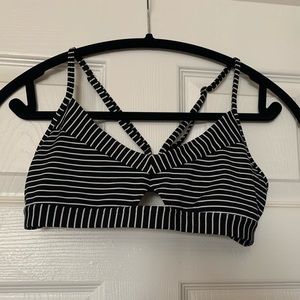 lululemon athletica Black and White Striped Sports Bra